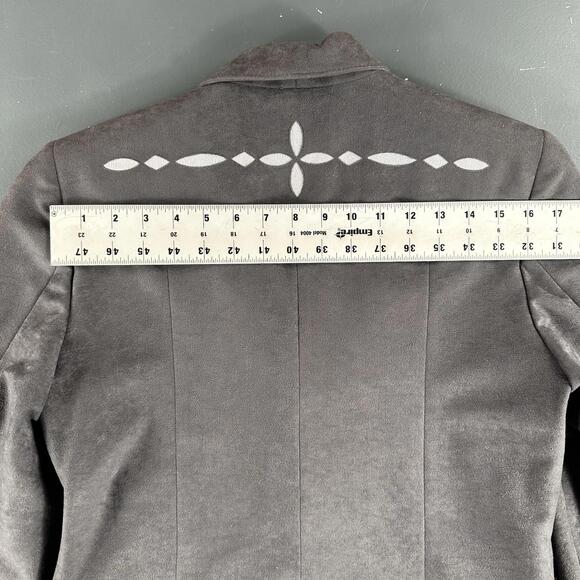 VTG Pagano West Blazer Womens 6 Gray Pink Diamond Yokes Poly Suede NWT USA - Picture 10 of 10